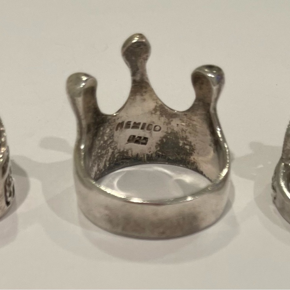 3 Pc Lot Sterling Silver Crown Tiara Rings As-Is - Picture 3 of 9